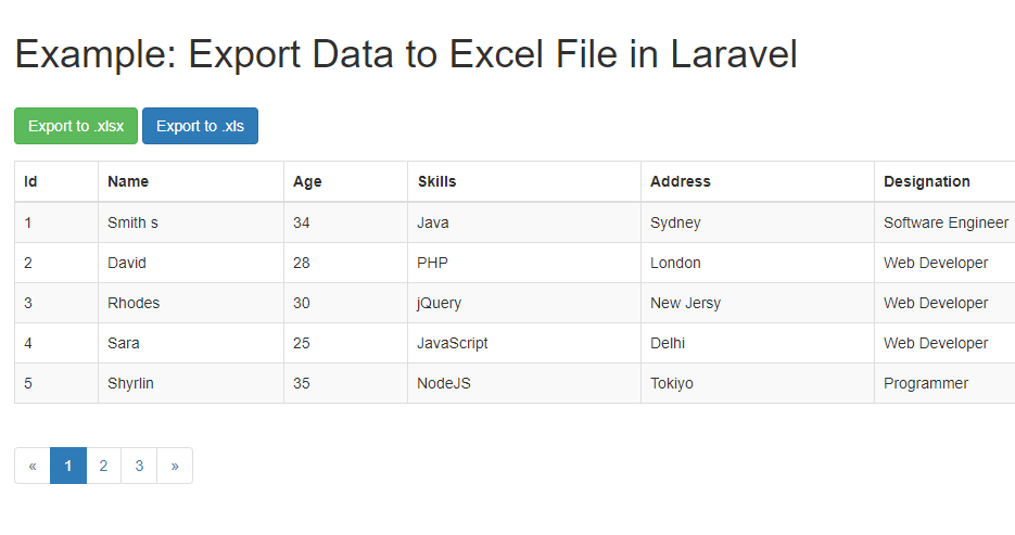 Export Data to Excel File in Laravel – 