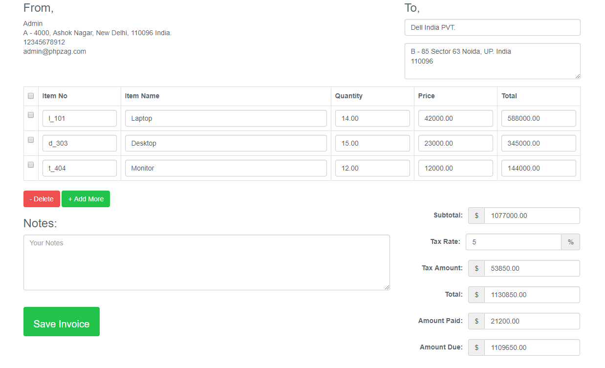 Build Invoice System With Php Mysql Phpzag Com